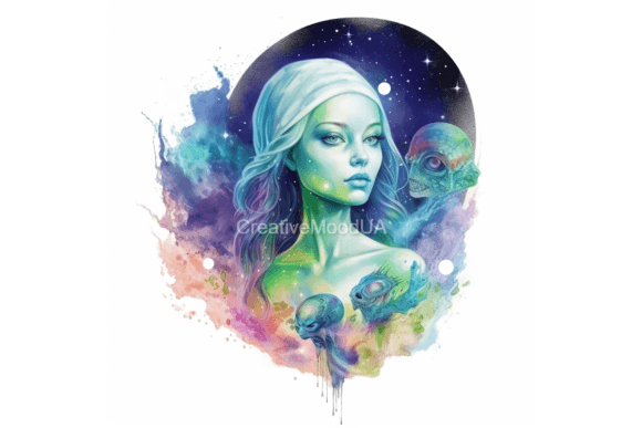 Download Aliens. Watercolor. PNG - Aliens Collection