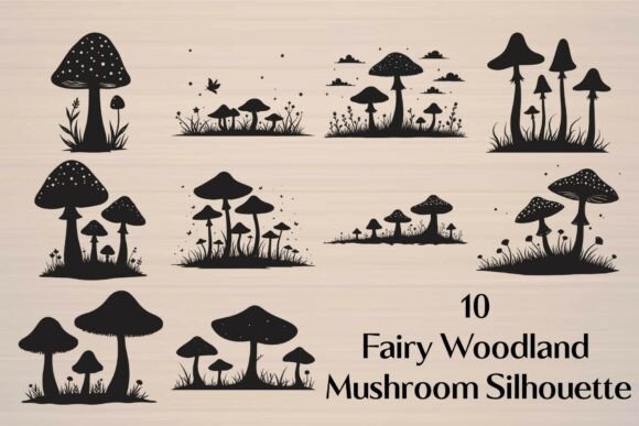 Download Fairy Woodland Mushroom Silhouette - Silhouette Collection