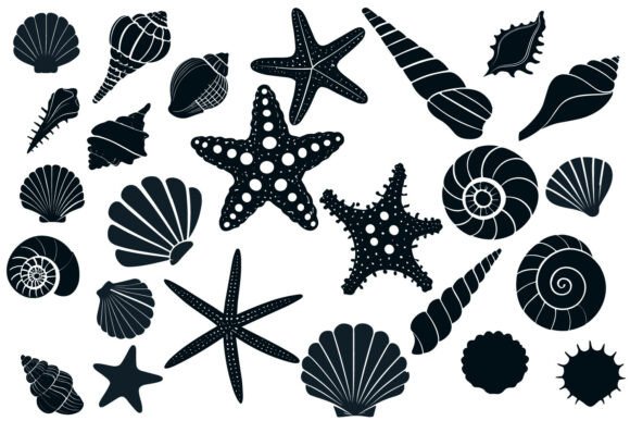 Download Sea Shell Starfish Beach SVG Silhouette - Silhouette Collection