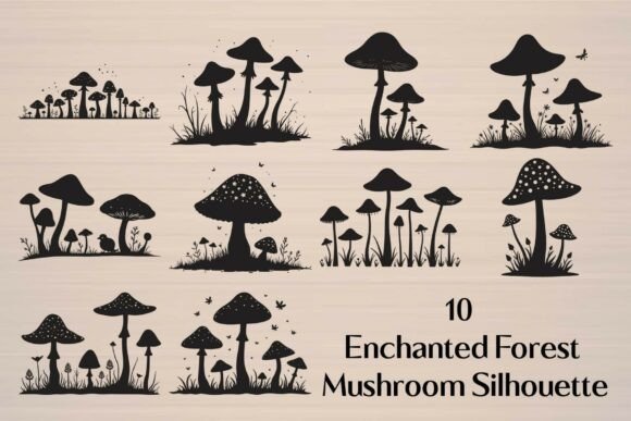 Download Fairy Woodland Mushroom Silhouette - Silhouette Collection