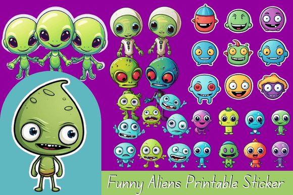 Download Funny Aliens Printable Sticker - Aliens Collection