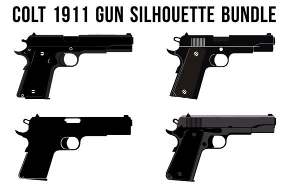 Download Colt 1911 Gun Silhouette SVG Clipart Set - Silhouette Collection